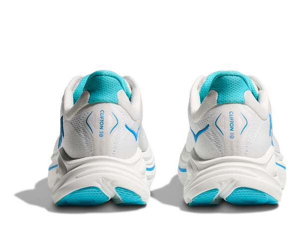 Mens Hoka Clifton 10 , White/Skyward Blue