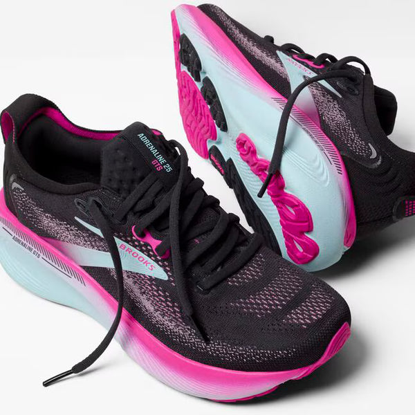 Womens Brooks Adrenaline GTS 25, Black/Cyber Pink/Iced Aqua