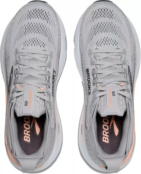 Womens Brooks Adrenaline GTS 25, Grey/Blackened Pearl/Coral