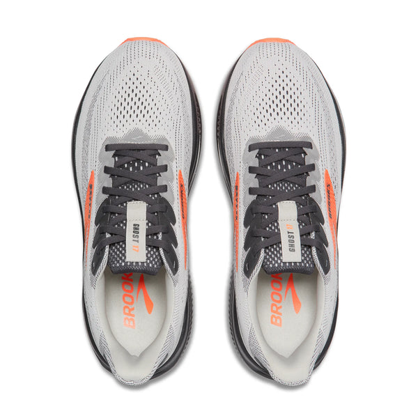 Men's Brooks Ghost 17, Oyster Mushroom/Orange/Ebony