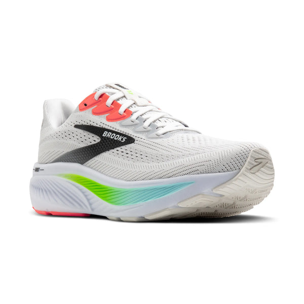 Mens Brooks Ghost 17, White/Pink Clay/Gecko