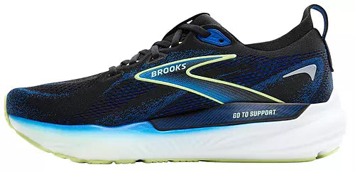 Men's Brooks Glycerin GTS 22, Black/Cobalt/Neo Yellow