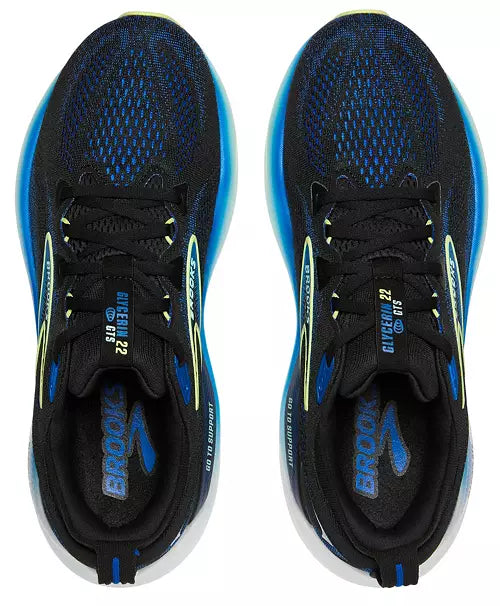 Men's Brooks Glycerin GTS 22, Black/Cobalt/Neo Yellow