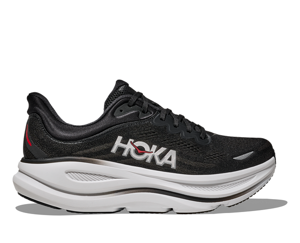 Mens Hoka Bondi 9, Black/Vermillion