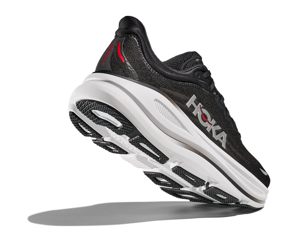 Mens Hoka Bondi 9, Black/Vermillion