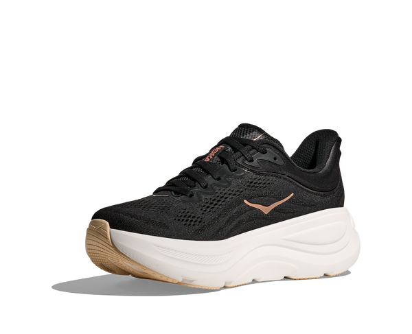 Womens' Hoka Bondi 9, Black/Rose Gold