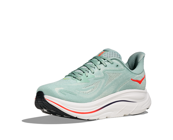 Mens Hoka Clifton 10 , Sage/Neon Flame