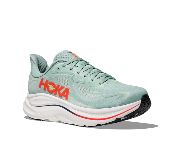 Mens Hoka Clifton 10 , Sage/Neon Flame