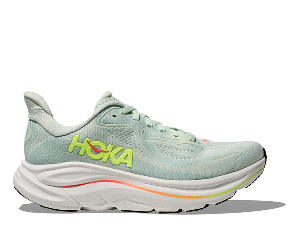 Womens Hoka Clifton 10, Sea Glass/Neon Flame