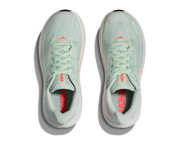 Womens Hoka Clifton 10, Sea Glass/Neon Flame