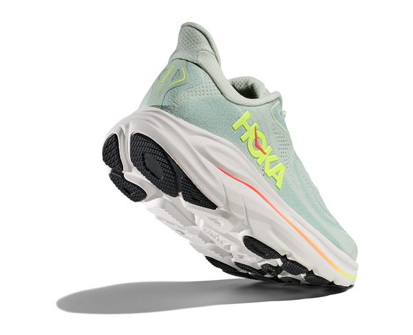 Womens Hoka Clifton 10, Sea Glass/Neon Flame