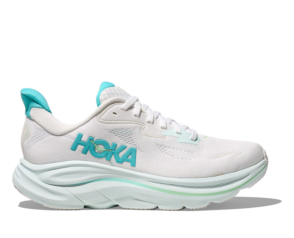 Womens Hoka Clifton 10, White/Cielo Blue