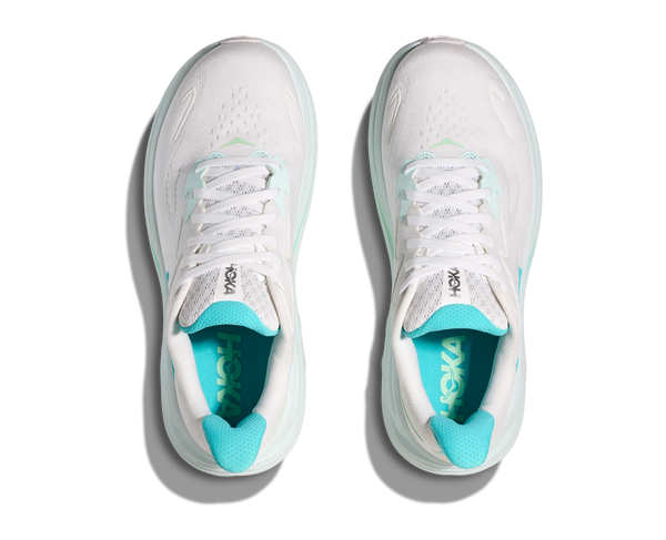 Womens Hoka Clifton 10, White/Cielo Blue