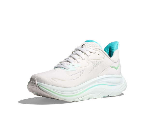 Womens Hoka Clifton 10, White/Cielo Blue