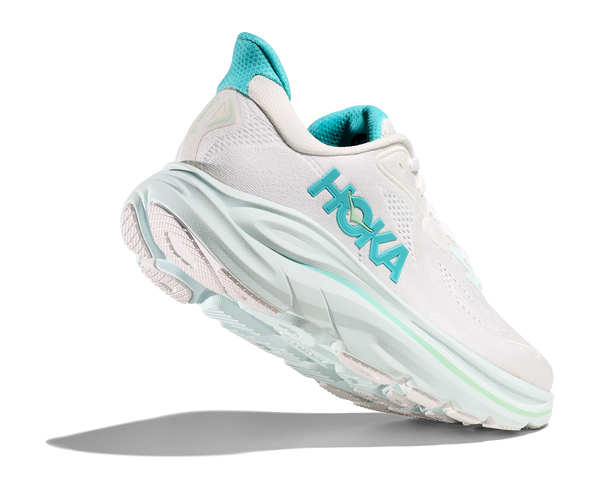 Womens Hoka Clifton 10, White/Cielo Blue