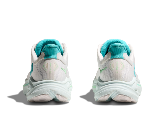 Womens Hoka Clifton 10, White/Cielo Blue