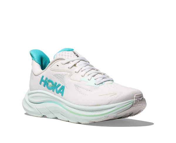 Womens Hoka Clifton 10, White/Cielo Blue