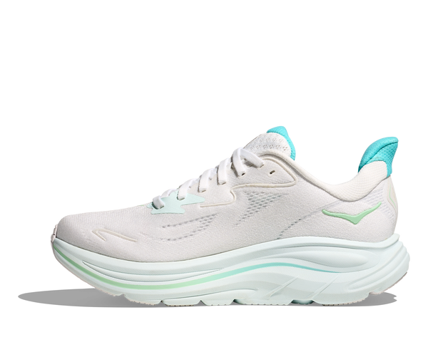 Womens Hoka Clifton 10, White/Cielo Blue