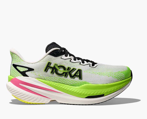 Womens Hoka Mach X 3, White/Neon Lime