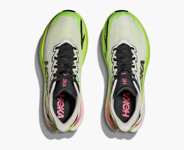Womens Hoka Mach X 3, White/Neon Lime