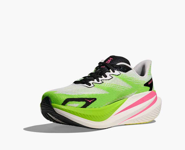 Womens Hoka Mach X 3, White/Neon Lime