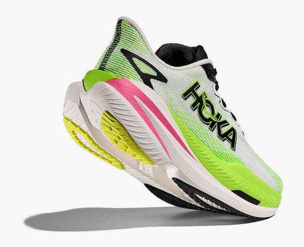 Womens Hoka Mach X 3, White/Neon Lime