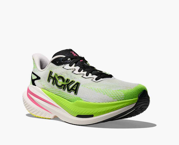Womens Hoka Mach X 3, White/Neon Lime