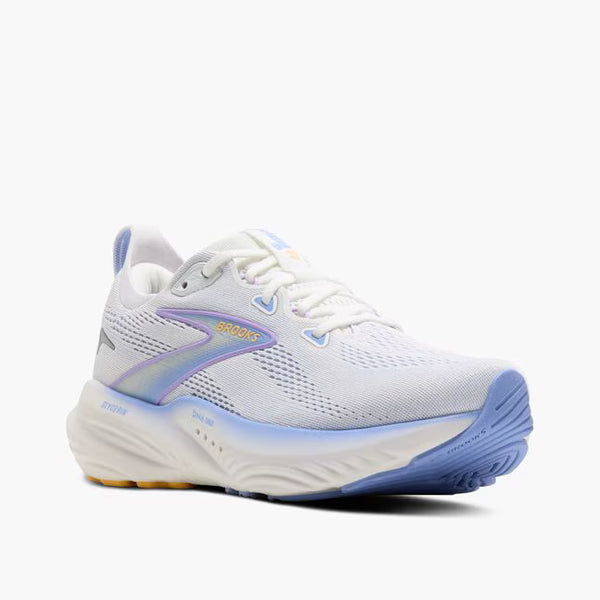 Womens Brooks Glycerin 22, White/Blue Heron/Apricot