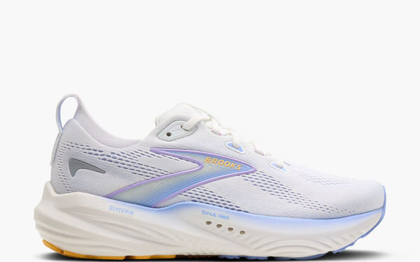 Womens Brooks Glycerin 22, White/Blue Heron/Apricot