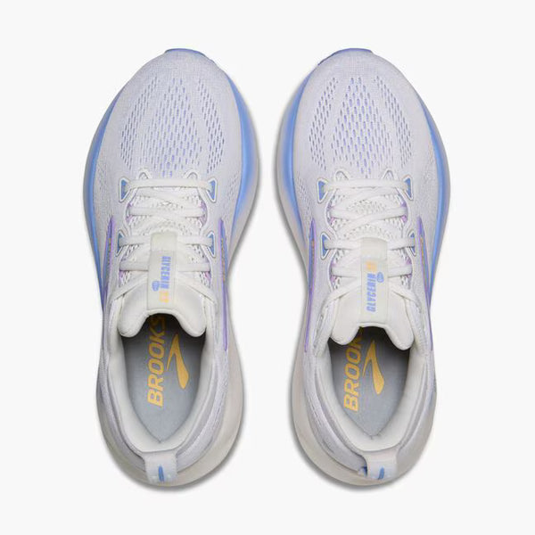 Womens Brooks Glycerin 22, White/Blue Heron/Apricot