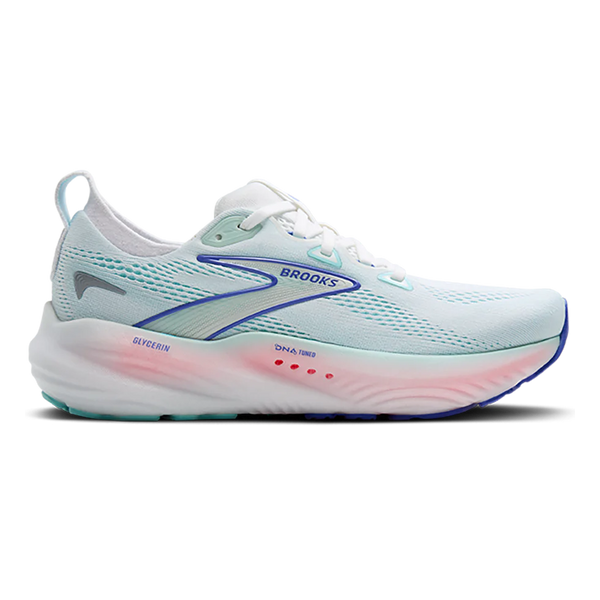 Women's Brooks Glycerin GTS 22, White/Limpet Shell/Amparo Blue