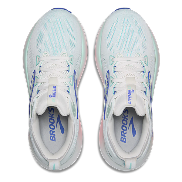 Women's Brooks Glycerin GTS 22, White/Limpet Shell/Amparo Blue