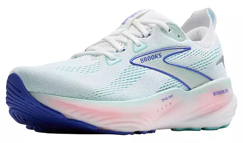 Women's Brooks Glycerin GTS 22, White/Limpet Shell/Amparo Blue