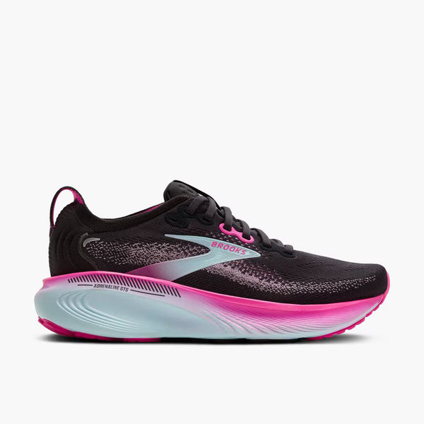 Womens Brooks Adrenaline GTS 25, Black/Cyber Pink/Iced Aqua