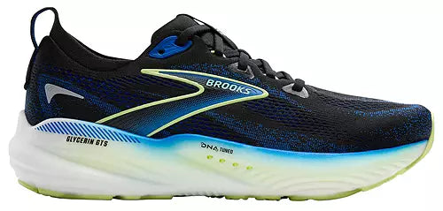 Men's Brooks Glycerin GTS 22, Black/Cobalt/Neo Yellow