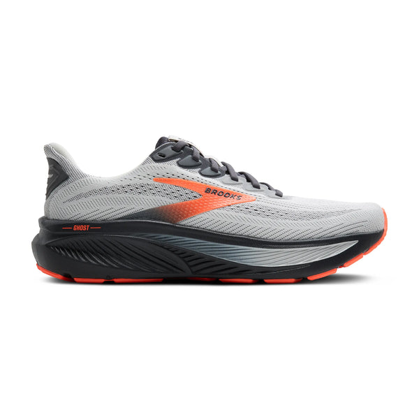 Men's Brooks Ghost 17, Oyster Mushroom/Orange/Ebony