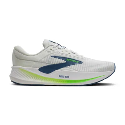 Mens Brooks Revel Max, White/Moonlight/Green Gecko