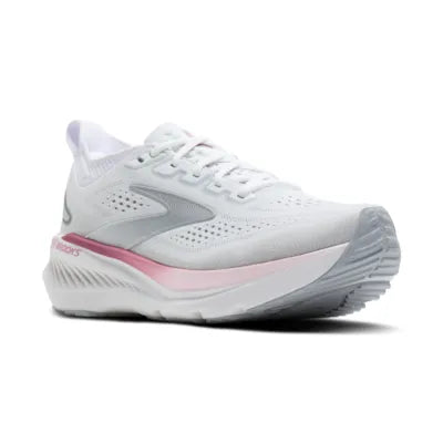 Womens Brooks Glycerin GTS 23, White/Harbor Mist/Metallic